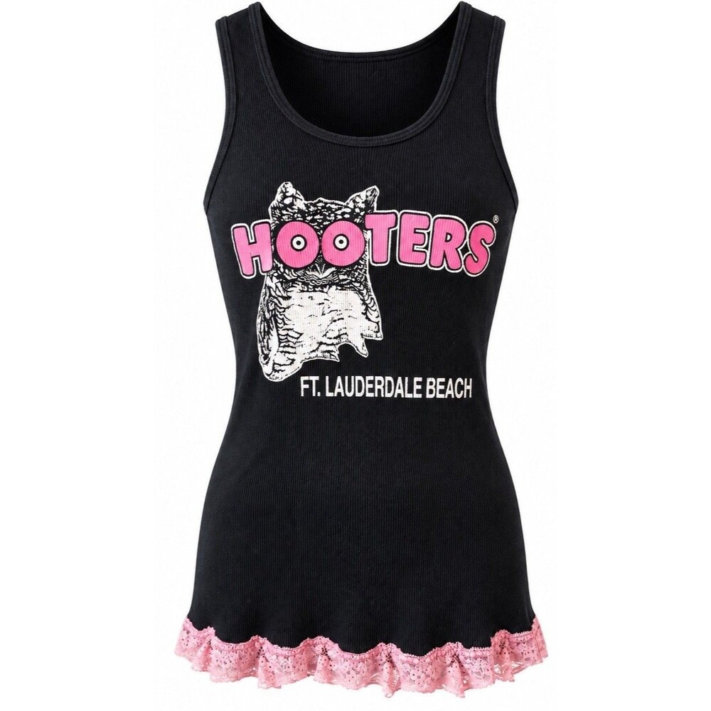 Hooters Ft Lauderdale Beach Ruffle Tank Top M Y2K Halloween Costume Coquette
